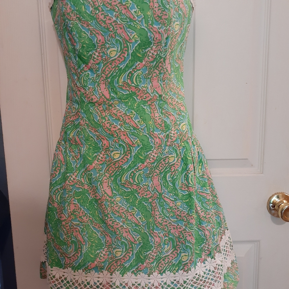 Lilly Pulitizer Alligator Strapless Sundress Sz 2